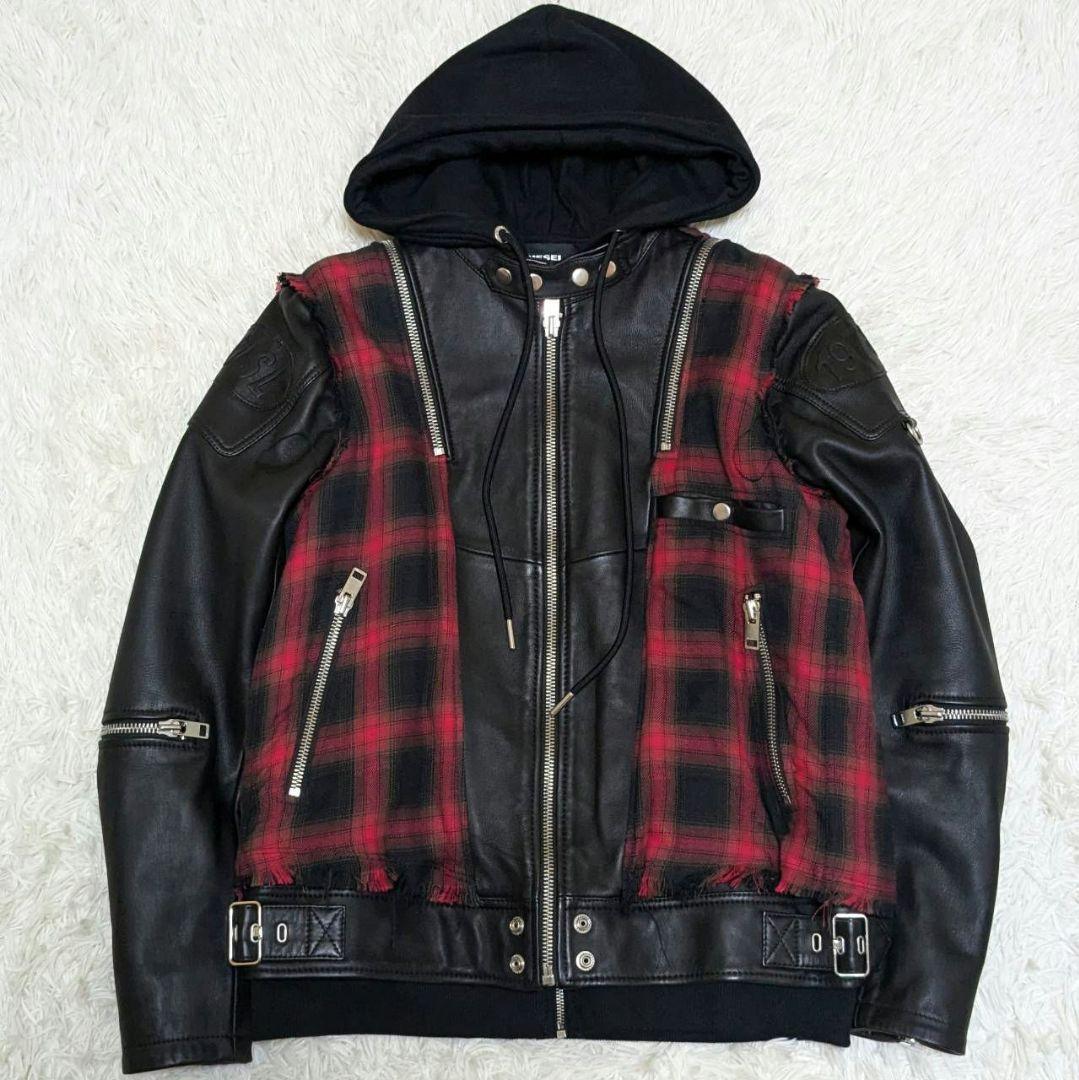 DIESEL ディーゼル L-NORMAN 再構築 レザージャケット 羊革 M