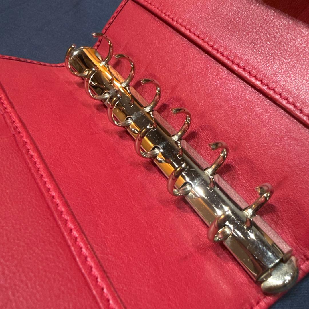 GUCCI グッチ 赤レザー 6リング スケジュール帳 GGロゴ