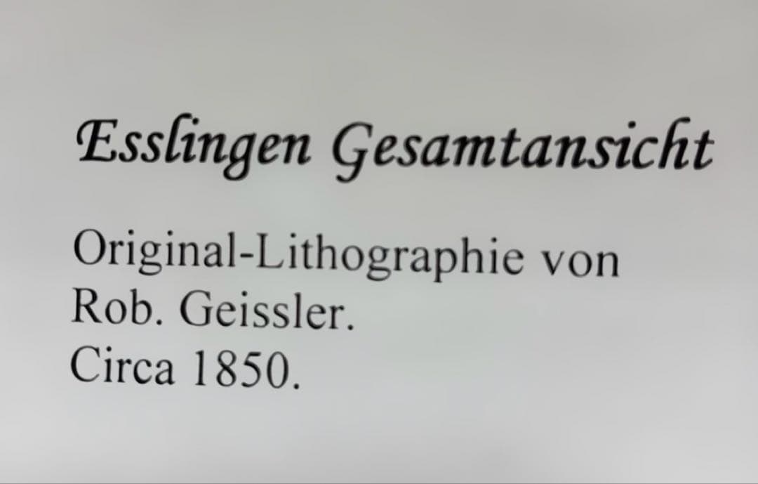 エスリンゲン全景 R.ガイスラーによる1850年頃のオリジナルリトグラフ