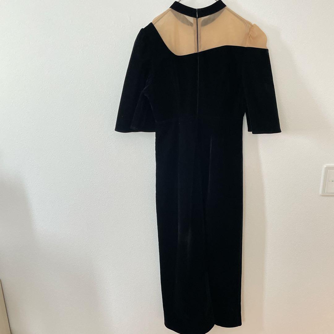 Leja シアースパンコールベロアIラインワンピースドレス　結婚式 お呼ばれ