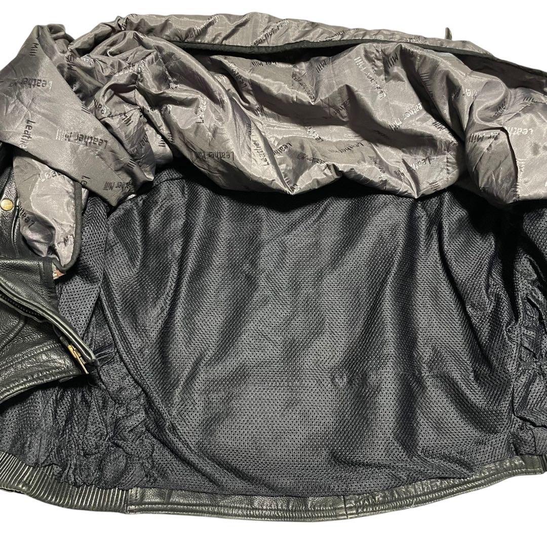 【超大きいサイズ×本革】リアルレザーシングルライダースジャケット USA 黒4L