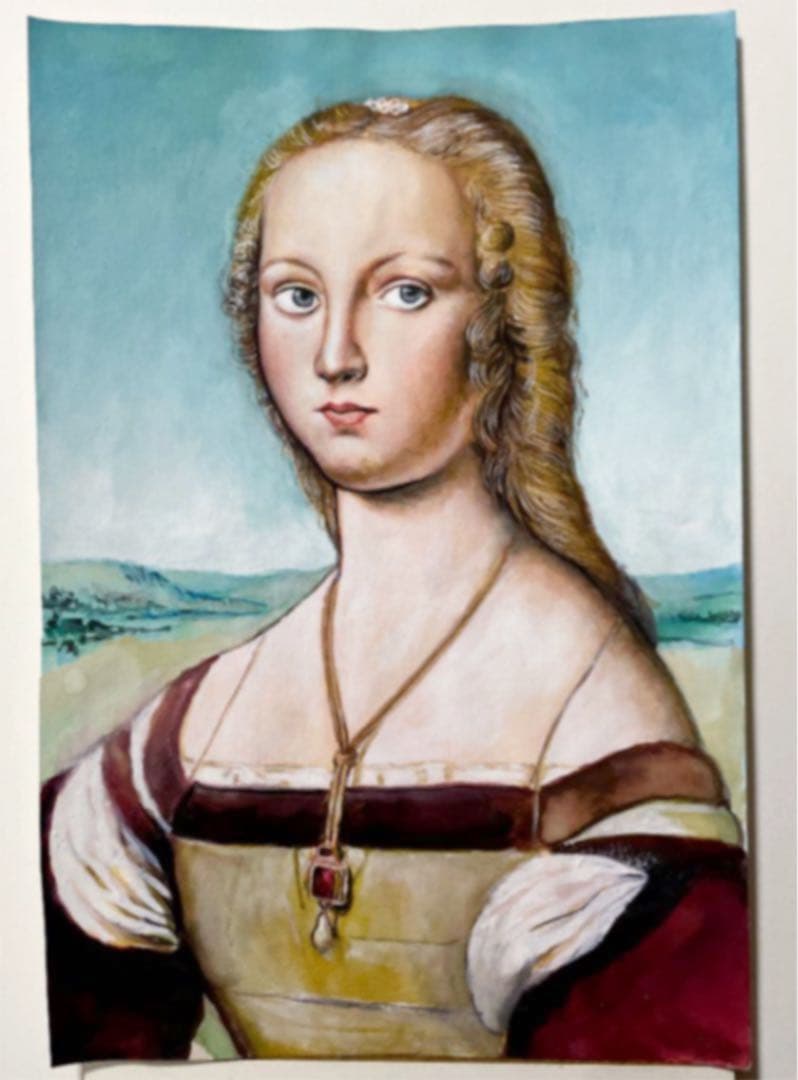 水彩画　一角獣を抱いていない貴婦人