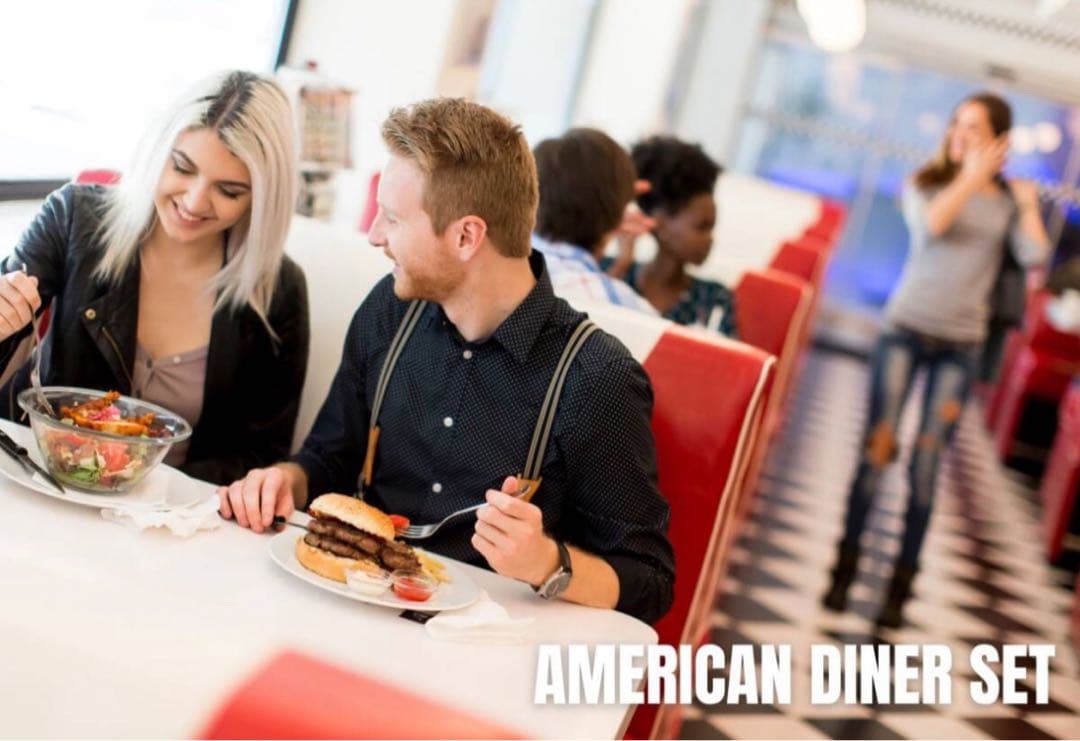 レトロ・アメリカンダイナー★ソファー×2＋テーブル　3点セット★4人掛け