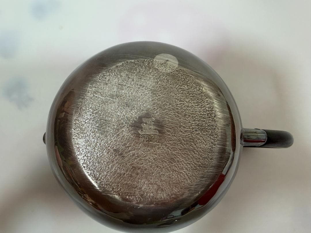 純銀製 丸形 玉石摘 急須 銀瓶 煎茶道具