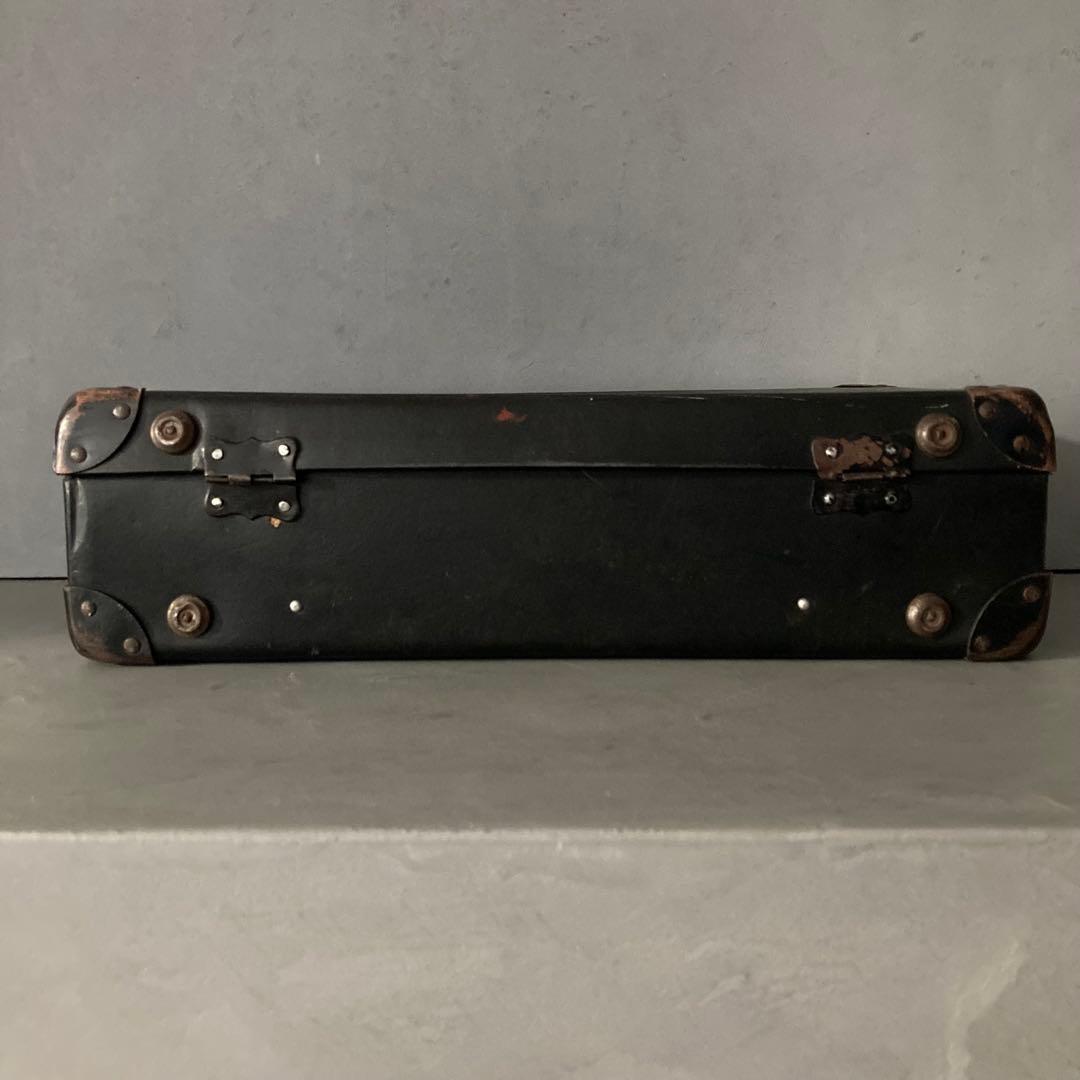 ヴィンテージ 鍵付き トランクケース トランクバッグ ブラック古道具⑤