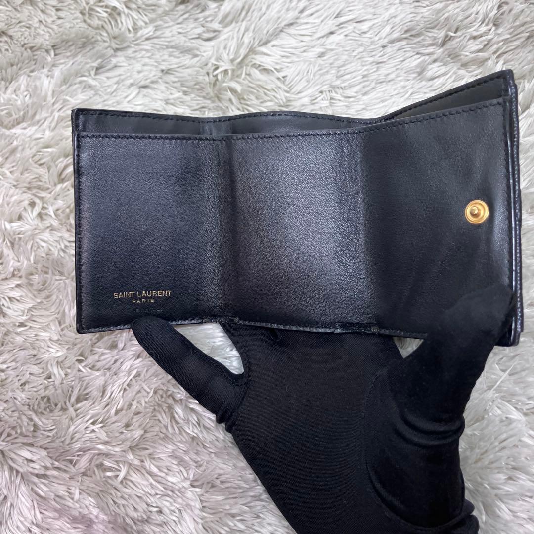 箱付き極美品✨ サンローラン 三つ折り財布 カサンドラ キャビアスキンYSL