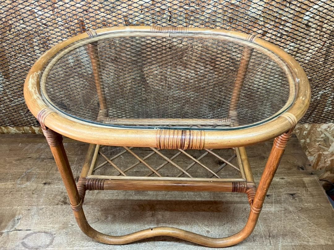 ラタン★籐★テーブル★センターテーブル★ローテーブル★丸テーブル★ガラス