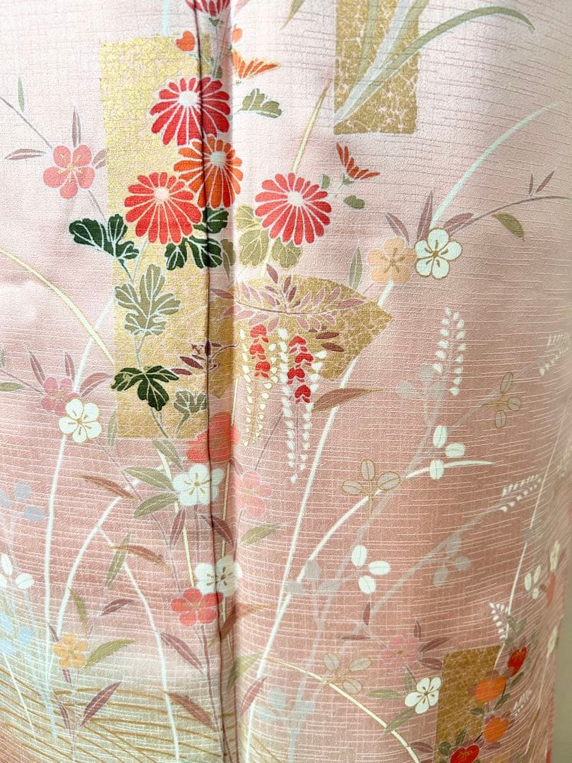 美品　しつけ糸付き　トールサイズ　裄丈長め　正絹訪問着　フルセット4点　入学式