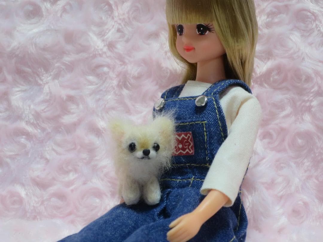 羊毛フェルト 犬 チワワ チョコタン パーティーカラー ミニチュアドールハウス