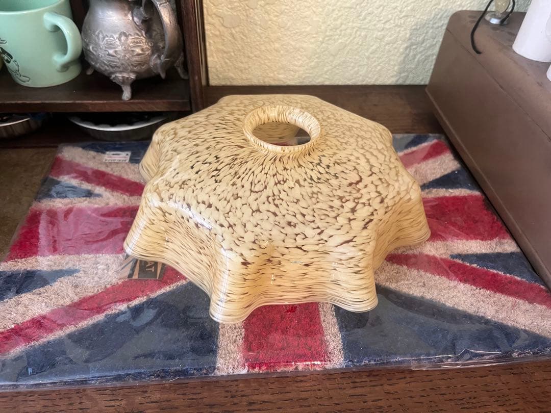 乳白 レモンイエロー 吹雪 電傘 電笠 シェードランプ 氷コップ アンティーク