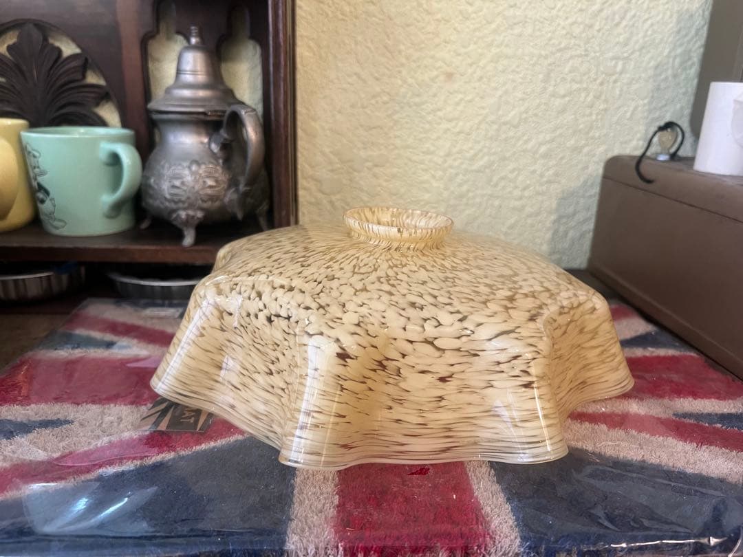 乳白 レモンイエロー 吹雪 電傘 電笠 シェードランプ 氷コップ アンティーク