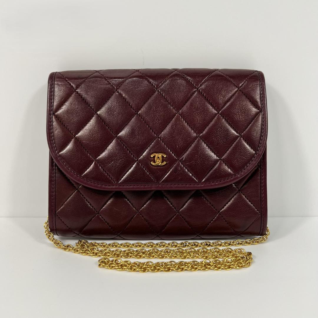 シャネル マトラッセ ショルダーバッグ 赤 ボルド ゴールド金具 MBZ083