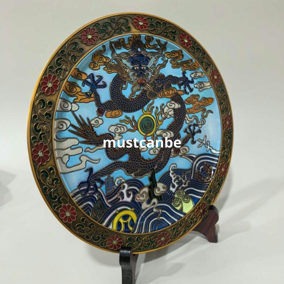 銅制 飛竜天琅彩竜盤 客間 玄関 開運 風水 工芸品 置物