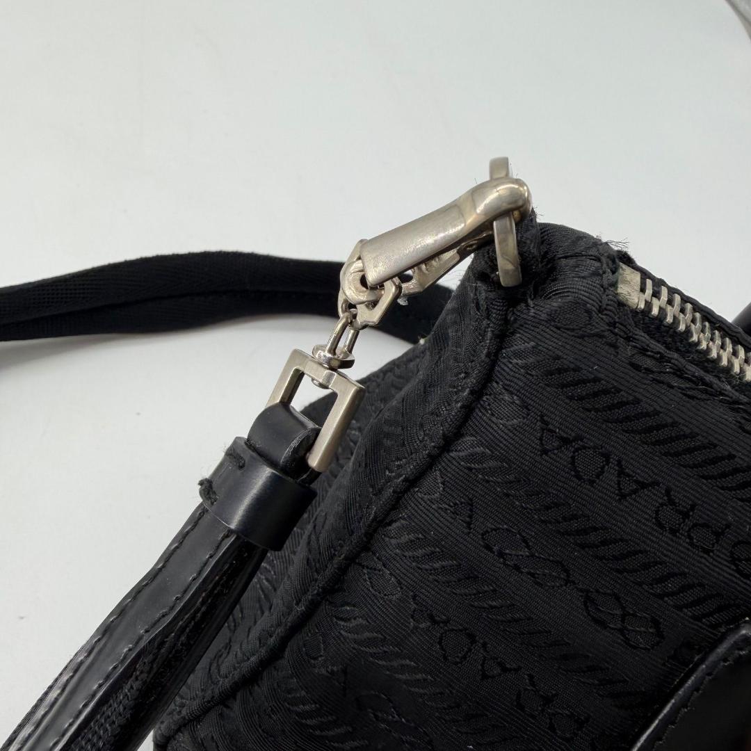 15821✨良品✨プラダ 2way ミニ ショルダーバッグ ロゴ総柄 ブラック