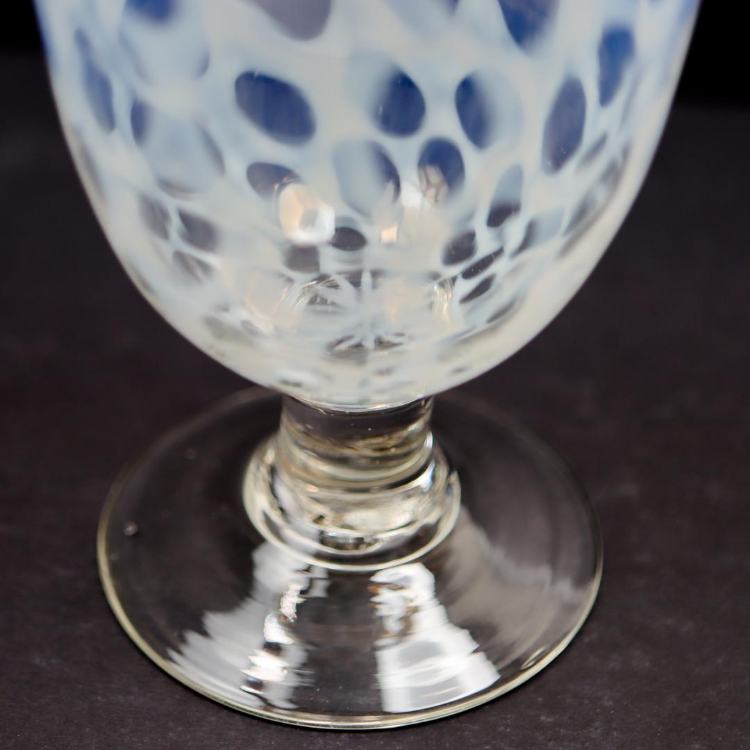 赤縁乳白水玉文 棗型氷コップ 和硝子 ウランガラス