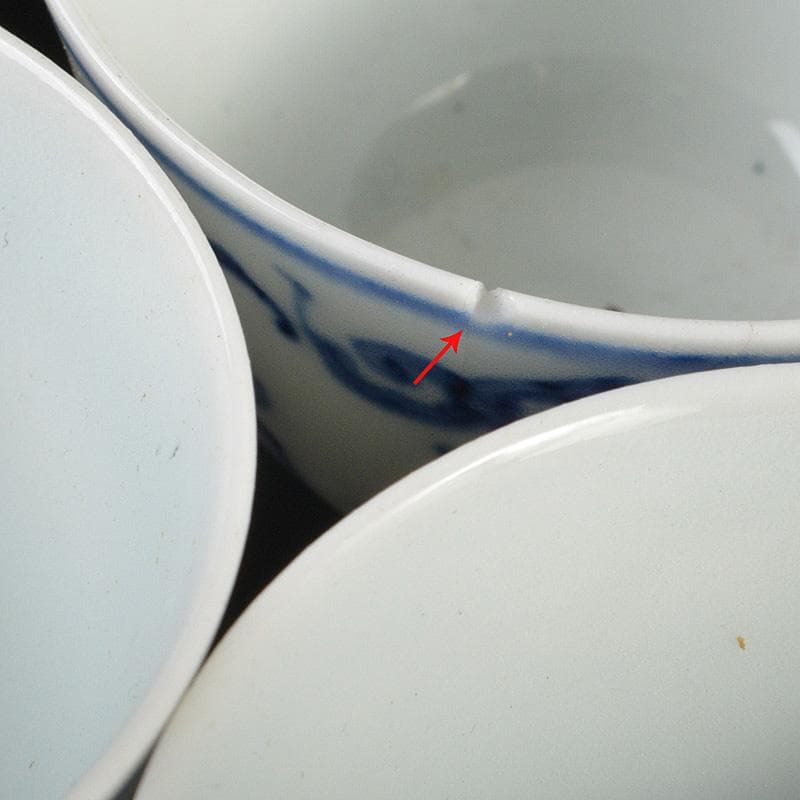 煎茶道具　京焼　平安春峰作　染付雲鶴文　煎茶器　宝瓶　煎茶碗四客　M　R6805