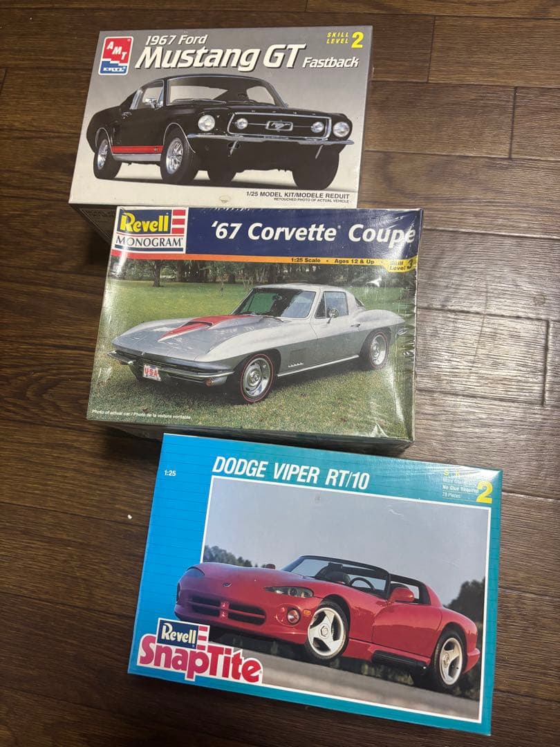 1/25 amt ムスタング revell コルベット,ダッジバイパー3台纏めて