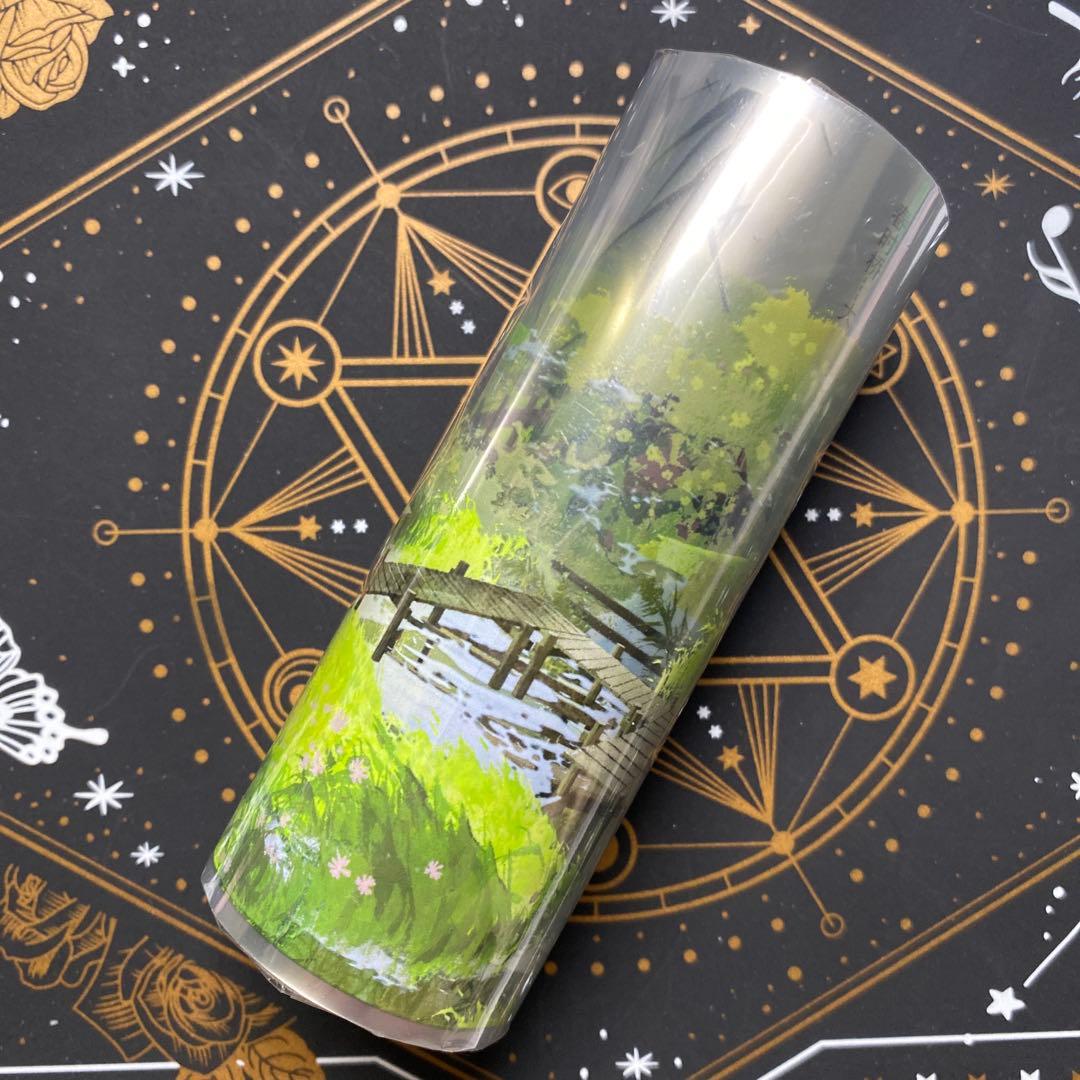 【8881】海外　マステ　5m巻　PETマスキングテープ　橋　池　春景色背景系