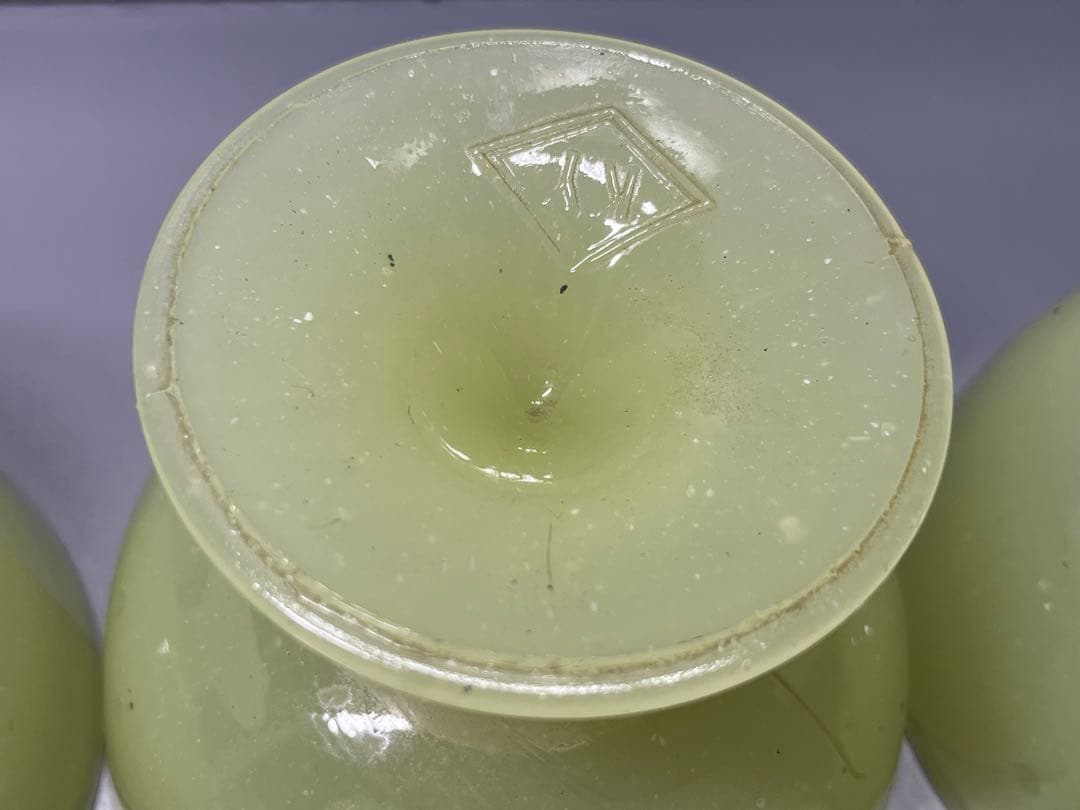 大正〜昭和初期　ウランガラス　氷コップ　5個　イエロー