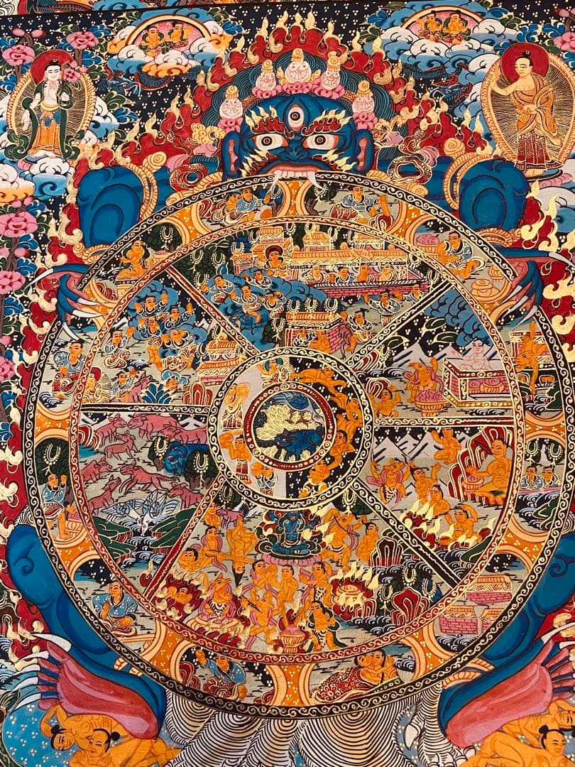 チベット密教 仏教 密教 新品 手描き　肉筆画 タンカ 曼荼羅 六道輪廻図 D1