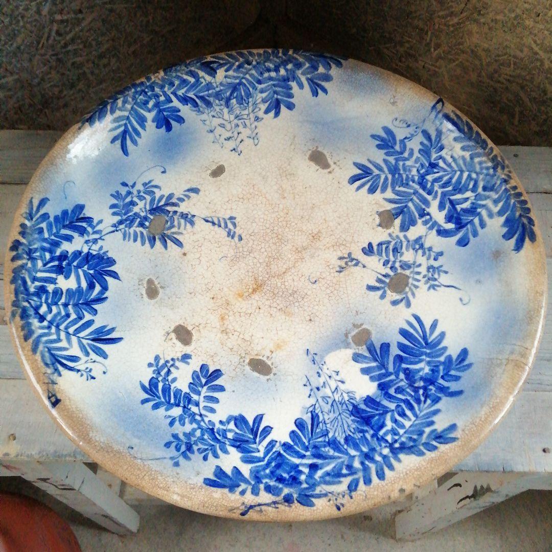 御深井焼　御深井釉絵付大皿　53cm　江戸後期