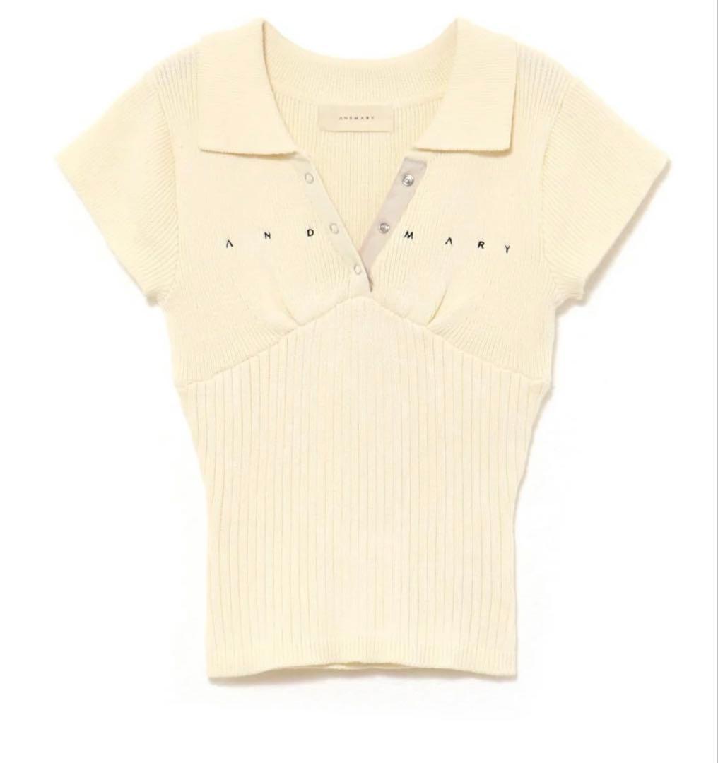 トップス andmary Lindsay logo tops ivory