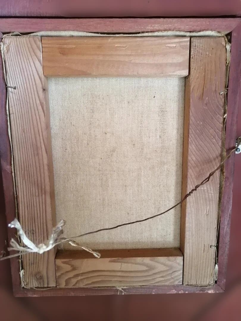 複製画「カミーユ・ピサロ　冬景色」　ヴィンテージ重厚な額付き