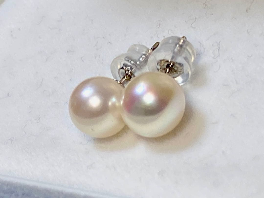NONさま専用　　【8.2ミリ花珠】パールピアス　あこや真珠　最高級　プラチナ