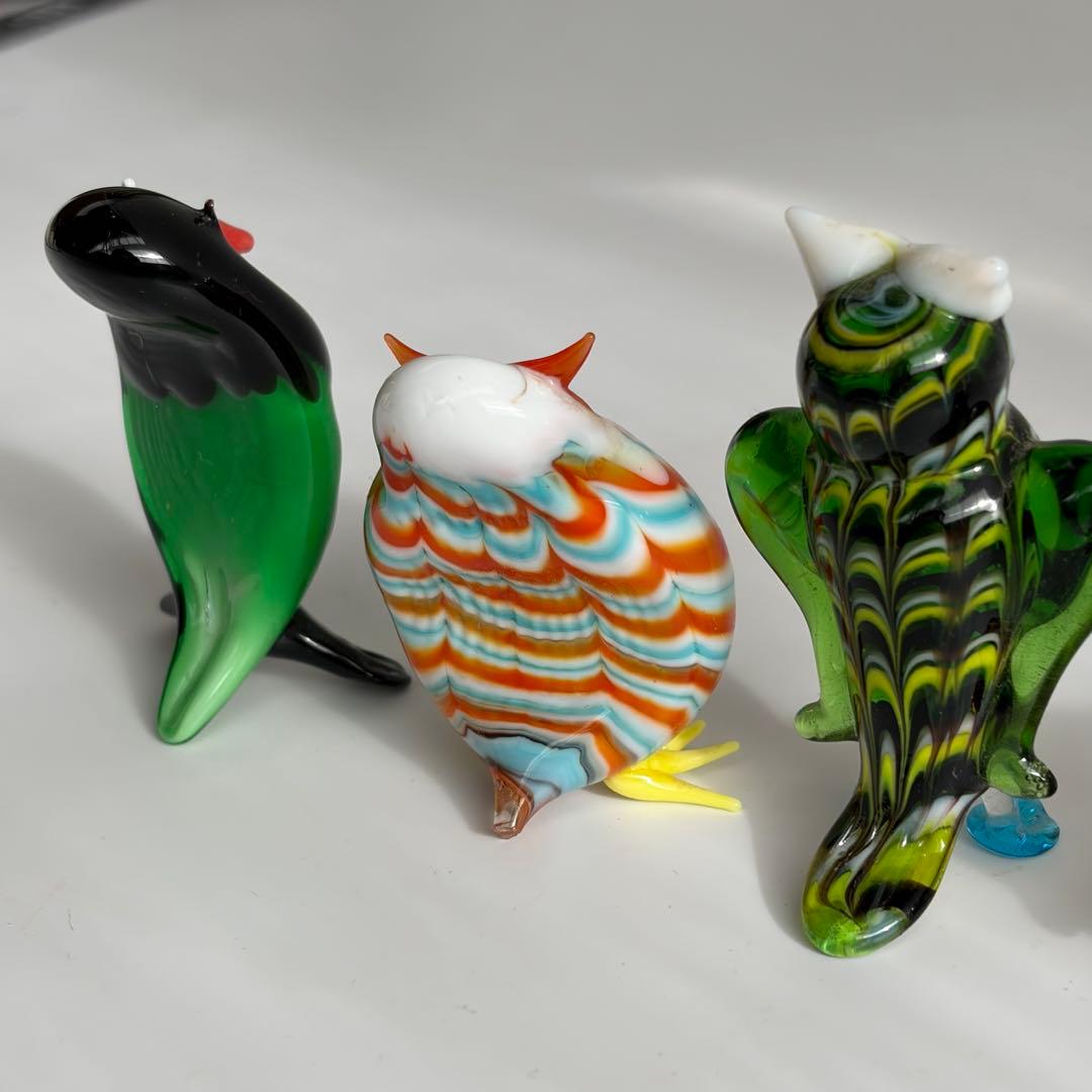 ベネチアングラス　フクロウ　イタリア　ムラーノ島　手づくり　工芸　職人　かわいい