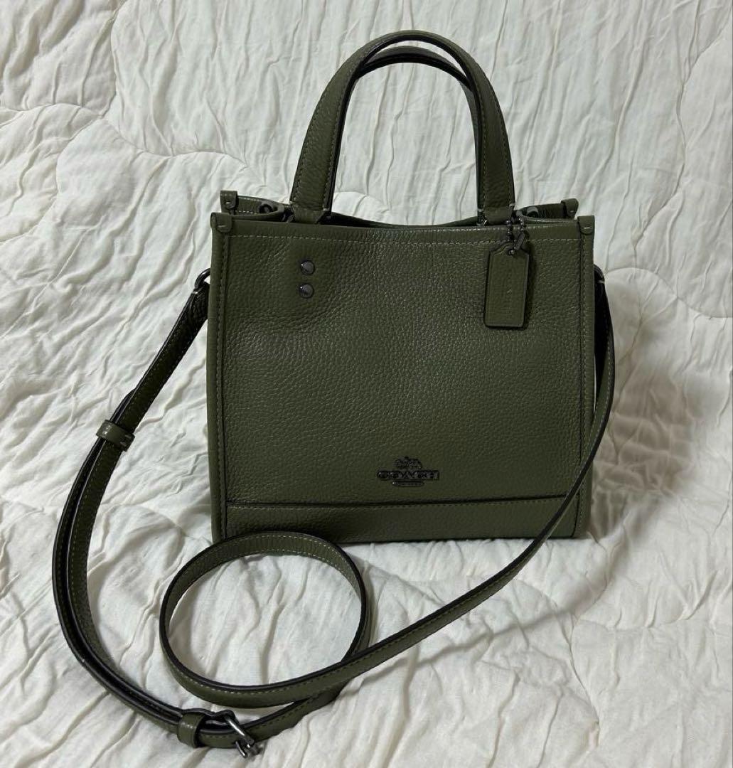 コーチ　オリーブグリーン レザー ショルダーバッグ