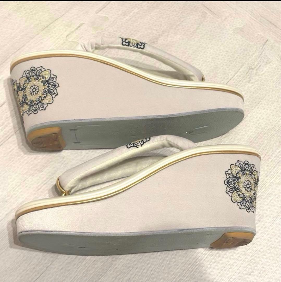 花柄刺繍 和装用バッグと下駄セット