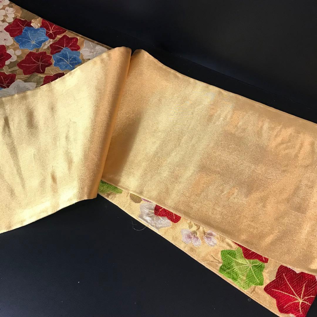 ZF-1294 袋帯 六通 正絹 花々 かわいい お洒落 レトロ 豪華