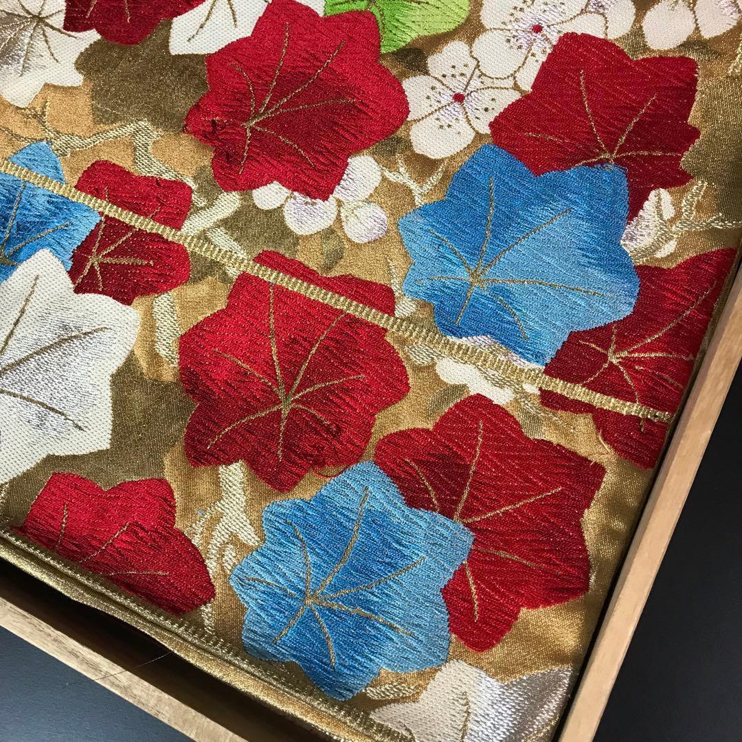 ZF-1294 袋帯 六通 正絹 花々 かわいい お洒落 レトロ 豪華