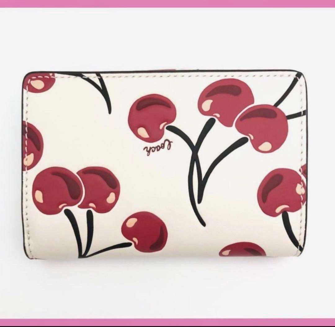 コーチ レザー財布 COACH チェリー プリント さくらんぼ 二つ折り財布