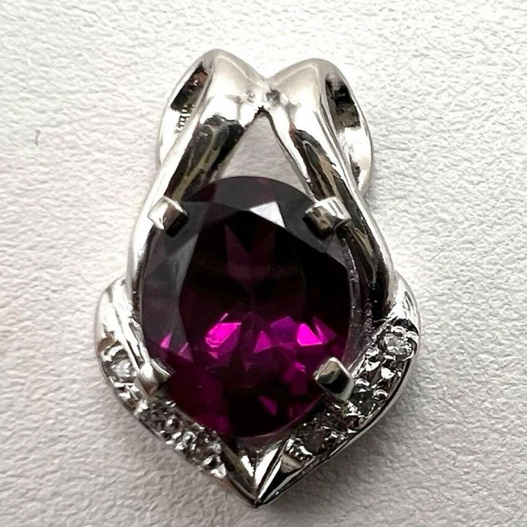 プラチナpt900 ペンダント ガーネット2.1ct ダイヤ 3.51 g