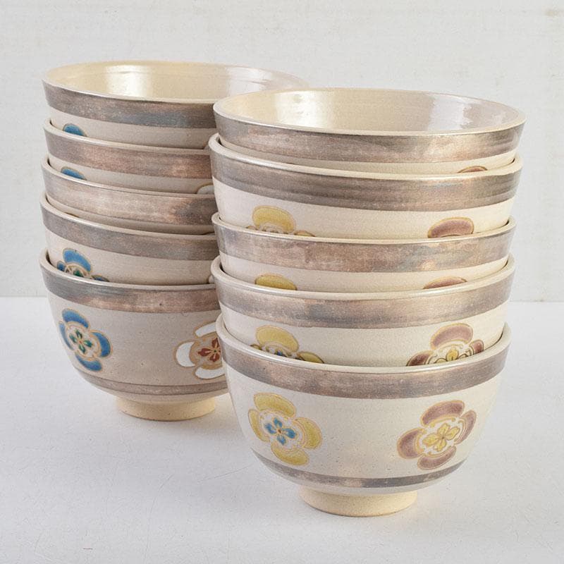 茶道具　犬山焼　犬山本窯　尾関作十郎造　数茶碗　十客　共箱　M　R9398H