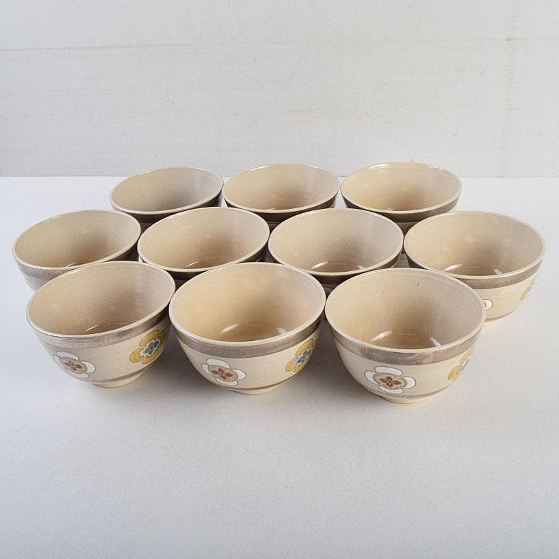 茶道具　犬山焼　犬山本窯　尾関作十郎造　数茶碗　十客　共箱　M　R9398H