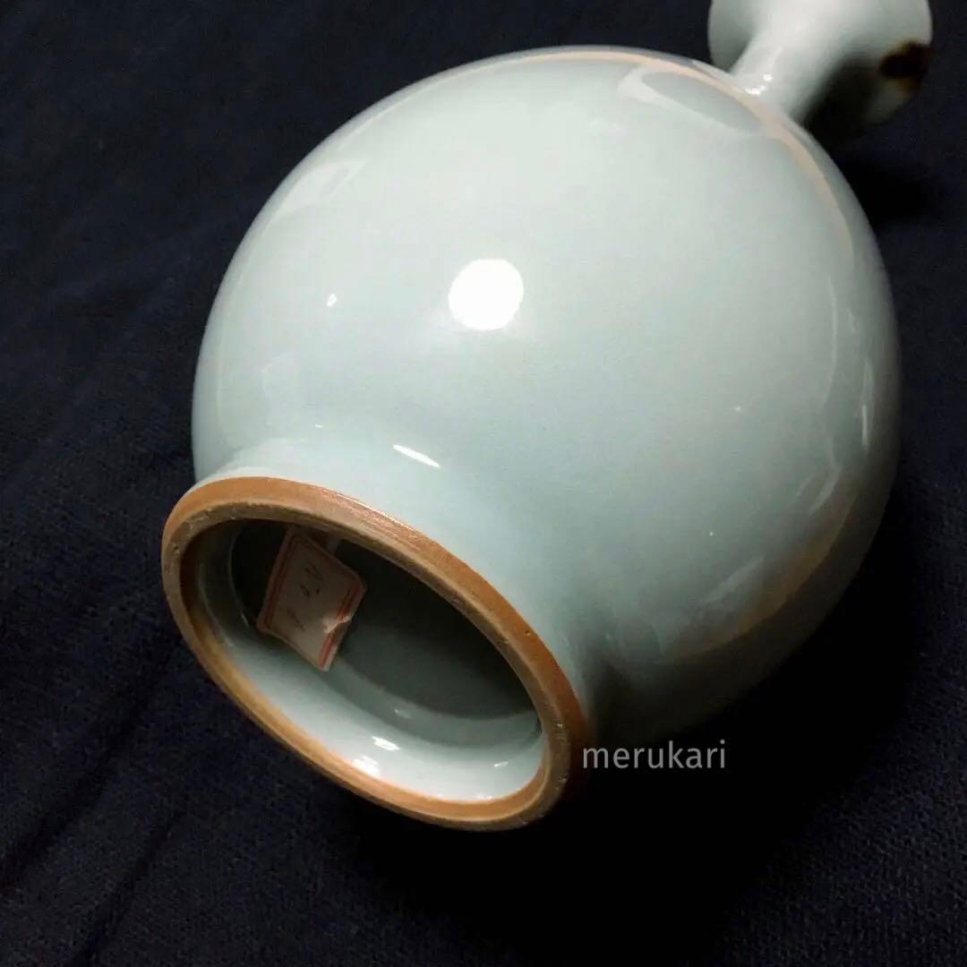 二代 諏訪蘓山 青磁 飛青磁 花入 花立 花瓶 /骨董/時代物