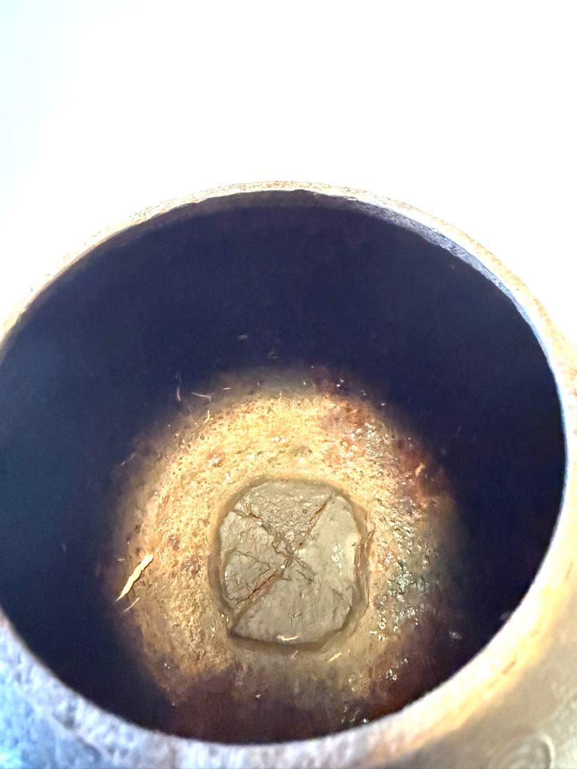 南部鉄瓶 金象嵌取手 意外に可愛いぐるぐる渦巻き文様 茶道具 明治〜昭和初期