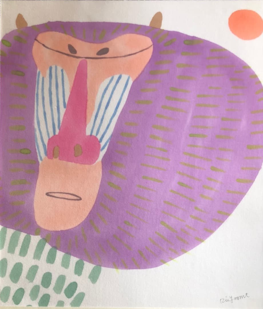 【送料無料】山本理絵《マンドリル》原画　真作保証