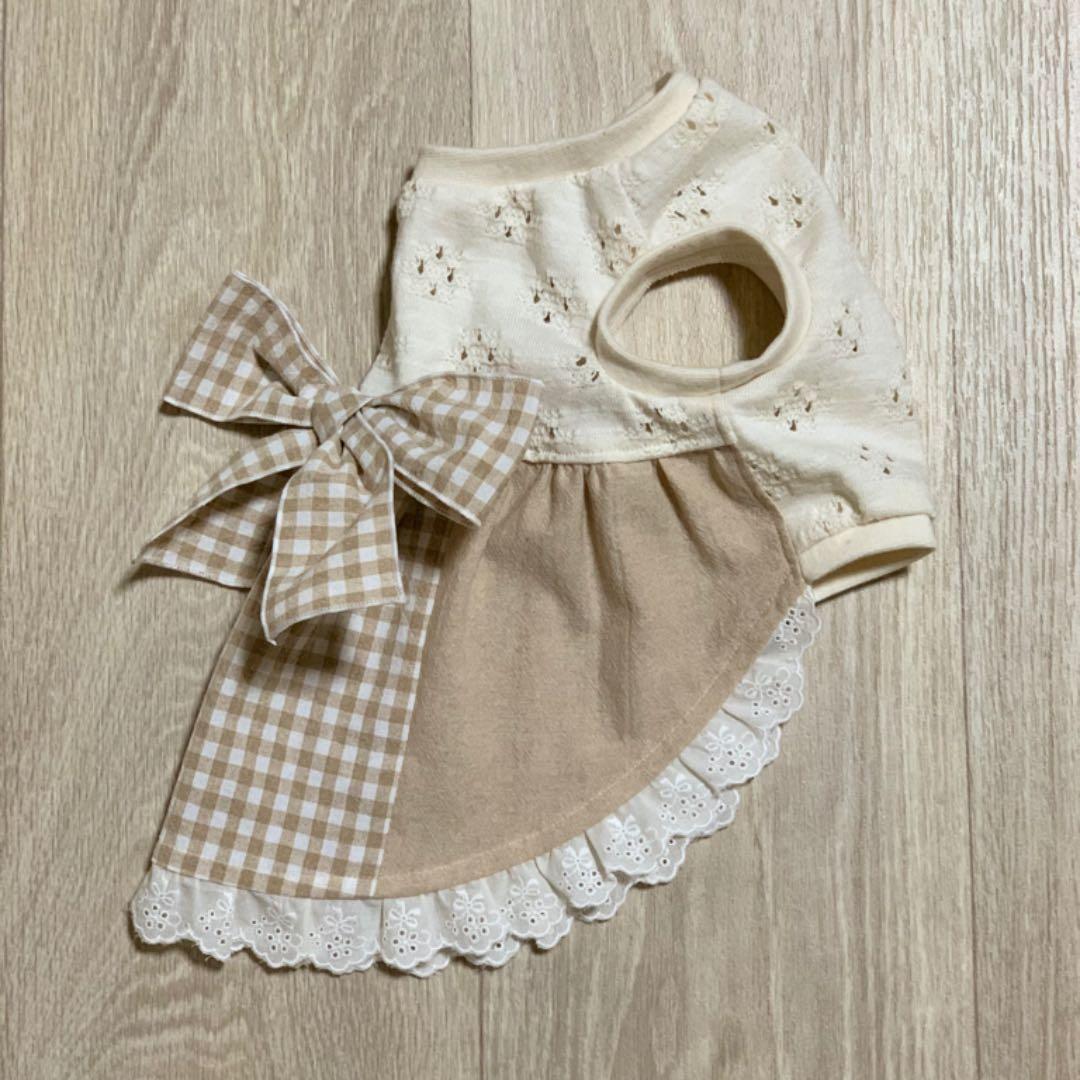 犬服⭐︎ハンドメイド♡リボンワンピース（チェック）