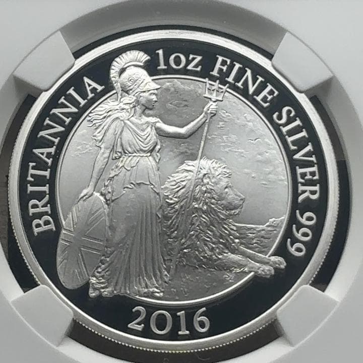 2016年 イギリス ブリタニア ライオン 2ポンド 銀貨 PF70 UC