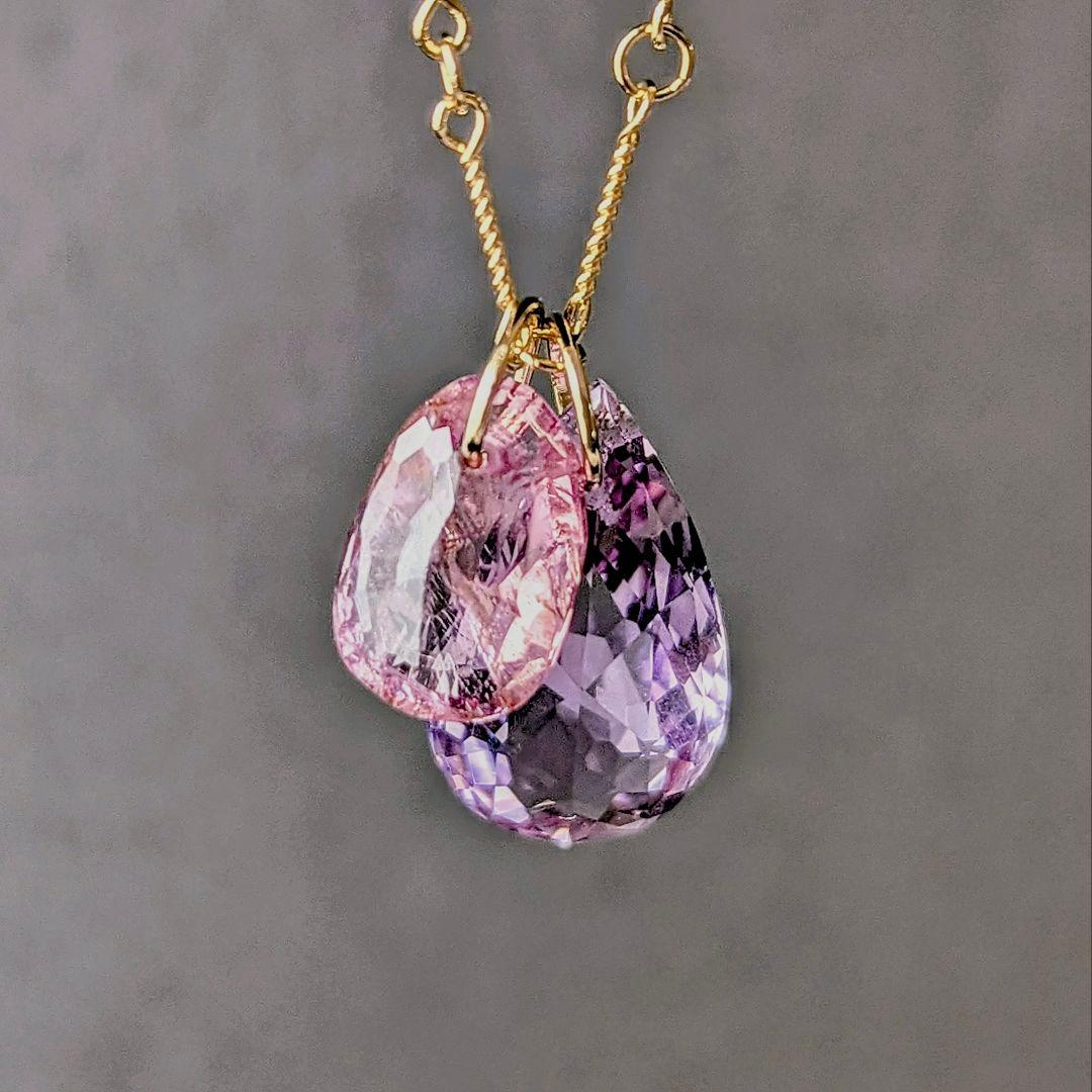 ♢容音♢訳あり♢K18 ピンクトルマリン＆アメトリン セットチャーム