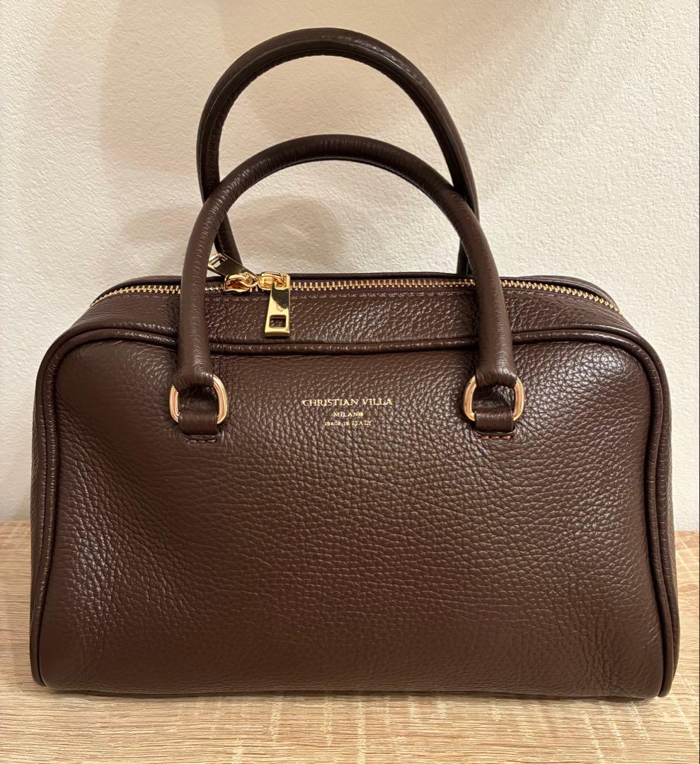 CHRISTIAN VILLA ダークブラウン ボストンバッグM