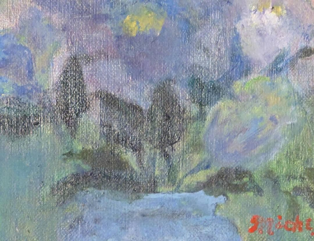 【真作】絵画　油彩SM　やさしき花々　印象派風　小品　美しい色彩アート　X164