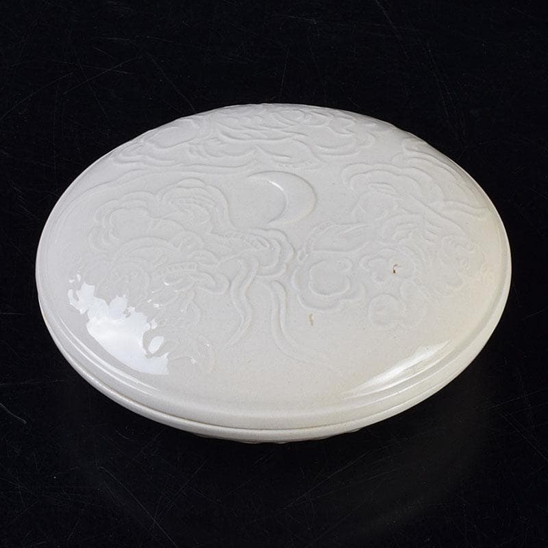 中国　倣定窯　白釉印泥盒　香合　蓋物　則巳扁識箱　C　R9130