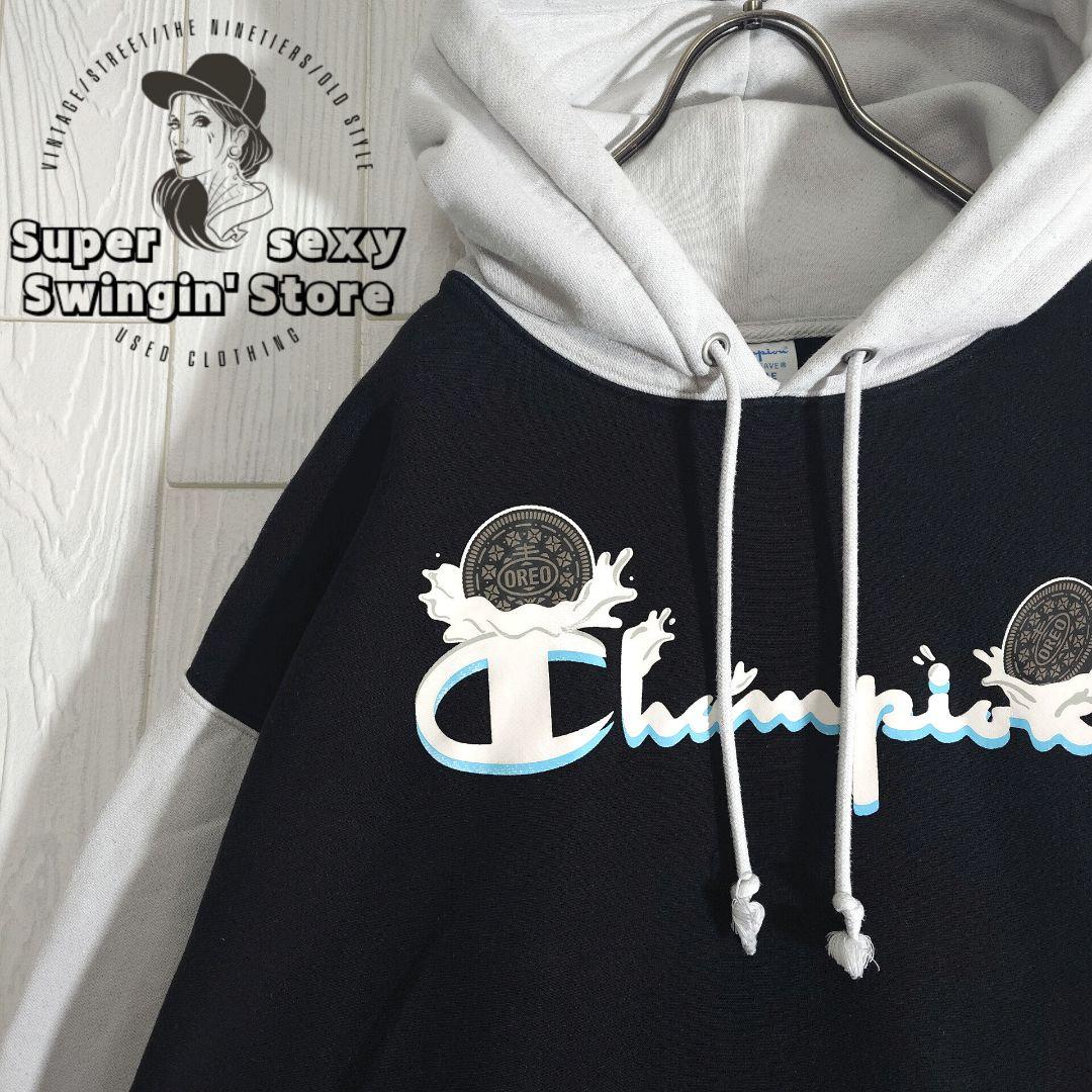 人気 チャンピオン リバースウィーブ スウェットパーカー 2XL ブラック 古着