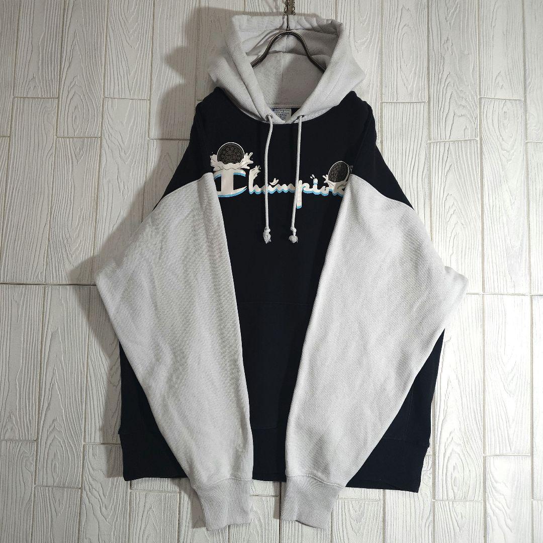 人気 チャンピオン リバースウィーブ スウェットパーカー 2XL ブラック 古着