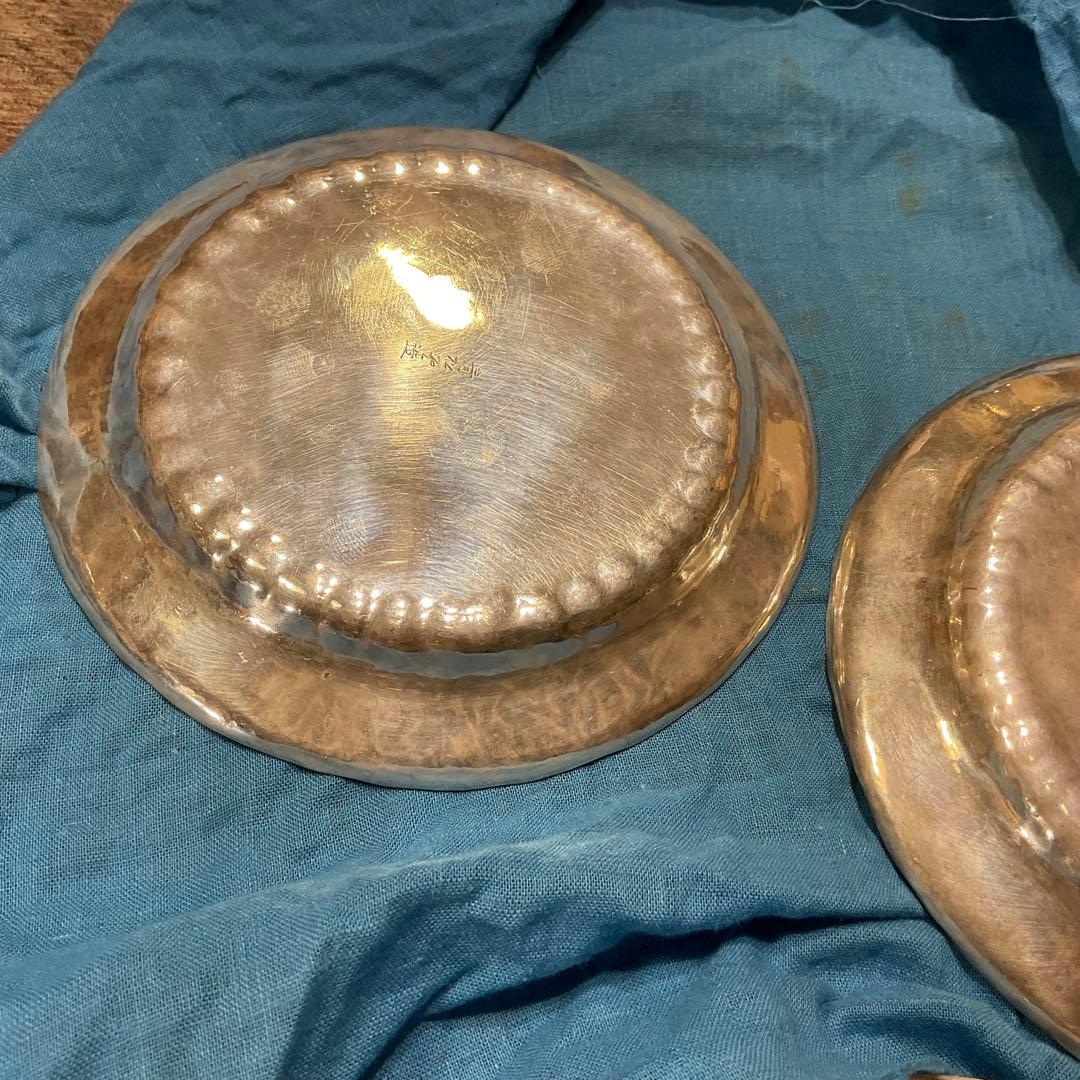 総重量325g！ 時代金工 青松堂 純銀 銘々青海盆 五客揃 共箱付き 煎茶道具