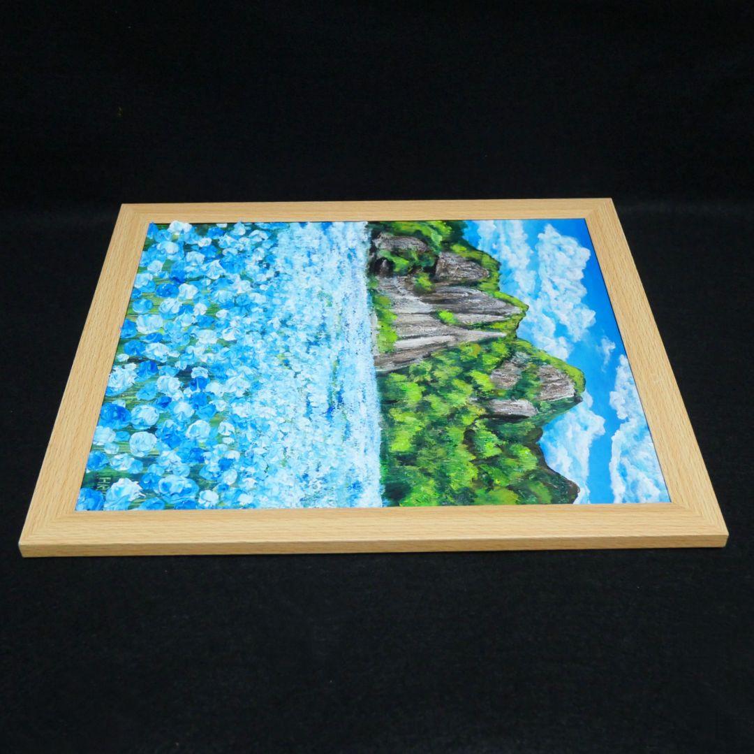 油絵 油彩 油彩画 絵 絵画 【青の洞窟のネモフィラ】